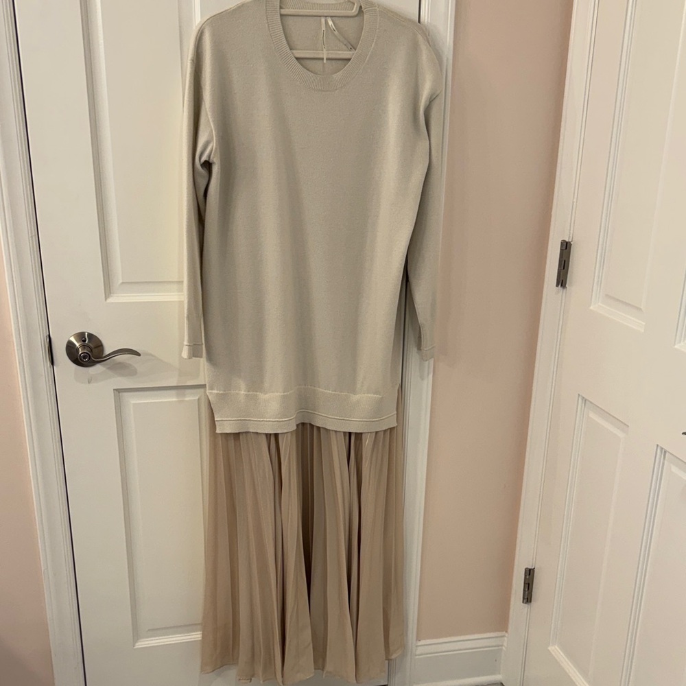 Anthropologie Cream Mixed Media dress